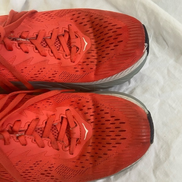 Hoka One One Clifton Lace-up Sneakers Red Fiesta Mesh US Size 8 - Picture 11 of 15